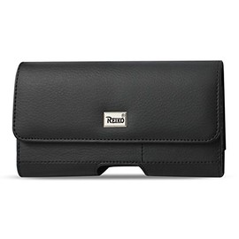 Reiko - Bolsa de teléfono horizontal de cuero inalámbrico con tarjetero 7.0X3.86X0.71 Clip de cinturón para Galaxy Mega 3 Dispositivos -...