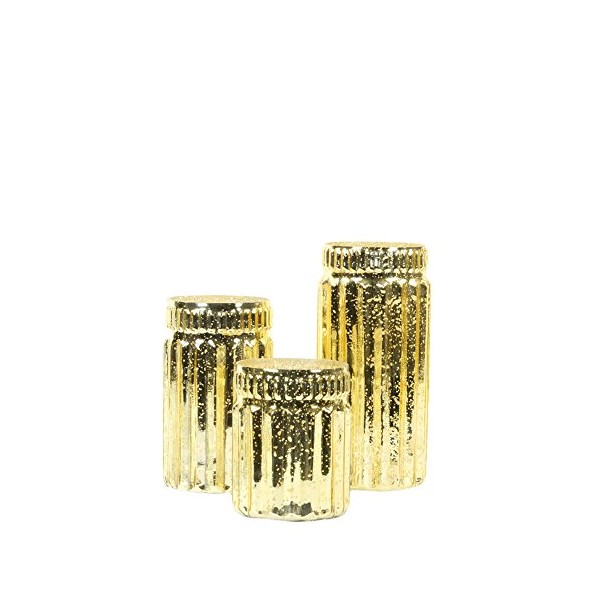 Koyal Wholesale Ribbed Mercury Glass Vases, Bulk Set of 3,