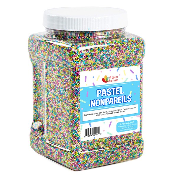 Pastel Nonpareils - Bulk Sprinkles - Decorating Topping - Spring Mix - 2.7 Pound