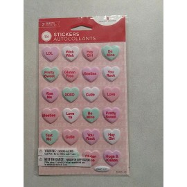 American Greetings 48 Puffy Conversation Heart Stickers with assorted sayings