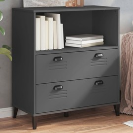 vidaXL Solid Wood Pine Bookcase - Storage Rack/Display Shelf with Drawers in Anthracite Gray, Industrial Style for Home/Office
