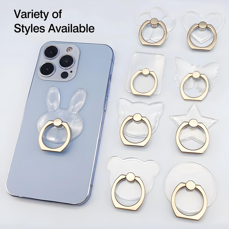 [2 Pack] Transparent Finger Ring Cell Phone Ring Holder Stand,360