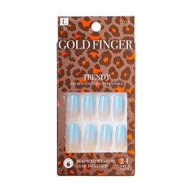 Gold Finger Full Cover Nails Gel Glam Ready to Wear Gel Manicure Long Nails, Glue Included