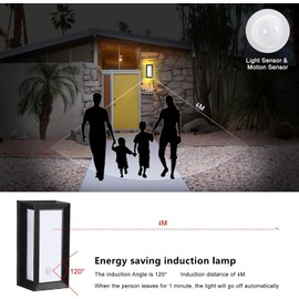 Kawell Motion Sensor LED Wall Light Outdoor Waterproof LED Wall Socnce Dusk to Dawn Exterior LED Wall Lamp 18W Hardwired for Patio Porch Courtyard Garage, Warm White