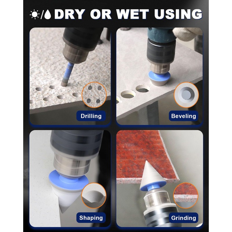Diamond Tile Hole Saw Kit - 11Pcs 1/4'', 5/16'', 3/8",