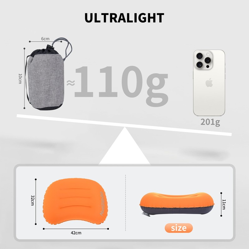 Naturehike Aeros Travel Pillow TPU Ultralight Inflatable Waterproof Compressorba Camping