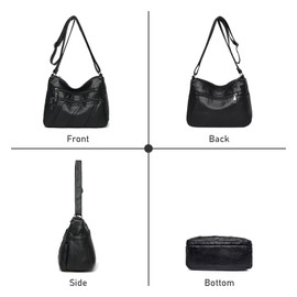 LassZone Crossbody Shoulder Bag for Women Soft PU Leather Handbag Ladies Multi-Pocket Messenger Bag Waterproof Purse