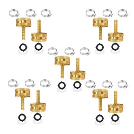 AOPANDA 3/8" Barb x 3/4" Female GHT Thread Solid Brass Water Hose End Repair Connector, Includes Stainless Steel Clamps and gaskets(10PCS)