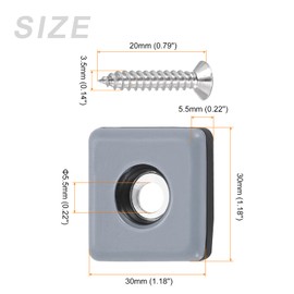 METALLIXITY Screw on Furniture Sliders (30mm/1.18in) 12Pcs, PTFE Square Chair Glides Slider with Screws - for Chairs Sofa Furniture, Black+Blue