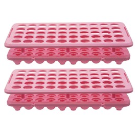 LSVERDE 2 Pcs Plastic Test Tube Rack Holder for 5ml/10ml/15ml Centrifuge Tubes, Detachable,Silicone Pad Tubes 50 Holes with Hole Diameter 18 mm (Pink）