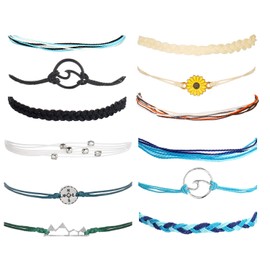 HUASAI Vsco - Pulsera de cuerda trenzada con diseño de hojas de girasol y onduladas, Ajustable, Algodón, No es una piedra preciosa