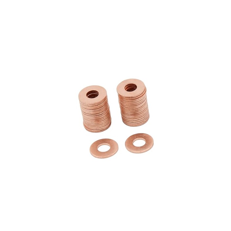 REPAIROCK 40pcs 6mm Inner Dia Copper Washers Flat Sealing Gaskets
