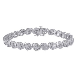 Unique Design Valentine Gift 1.00 CTW Diamond Silver Overlay Bracelet for Women