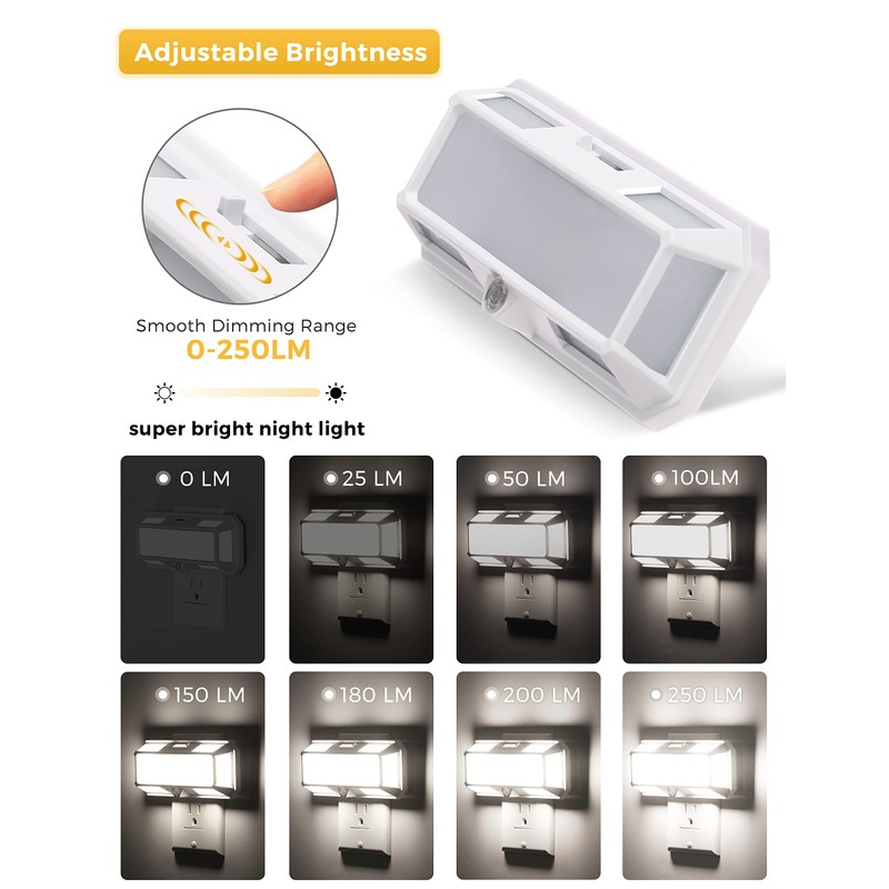 L LOHAS LED Bright Night Lights Plug into Wall, 0-250LM
