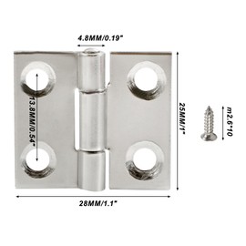 Adyoney 20Pcs Stainless Steel Flat Hinges 1 inch Door and Window Hinges Mini Hinge Boxes Gate Drawer Hinge, Size 25x28x4.8mm(1x1.1x0.19inch) with 80 Screws
