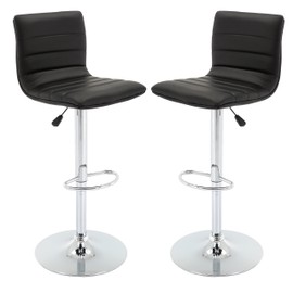 Vogue Furniture Direct Adjustable Leather Barstool, Black-VF1581024 (Set of 2)…
