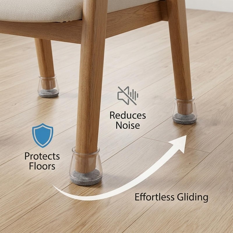 BRIOTA 32 Pcs Chair Leg Floor Protectors, Clear TPE Caps