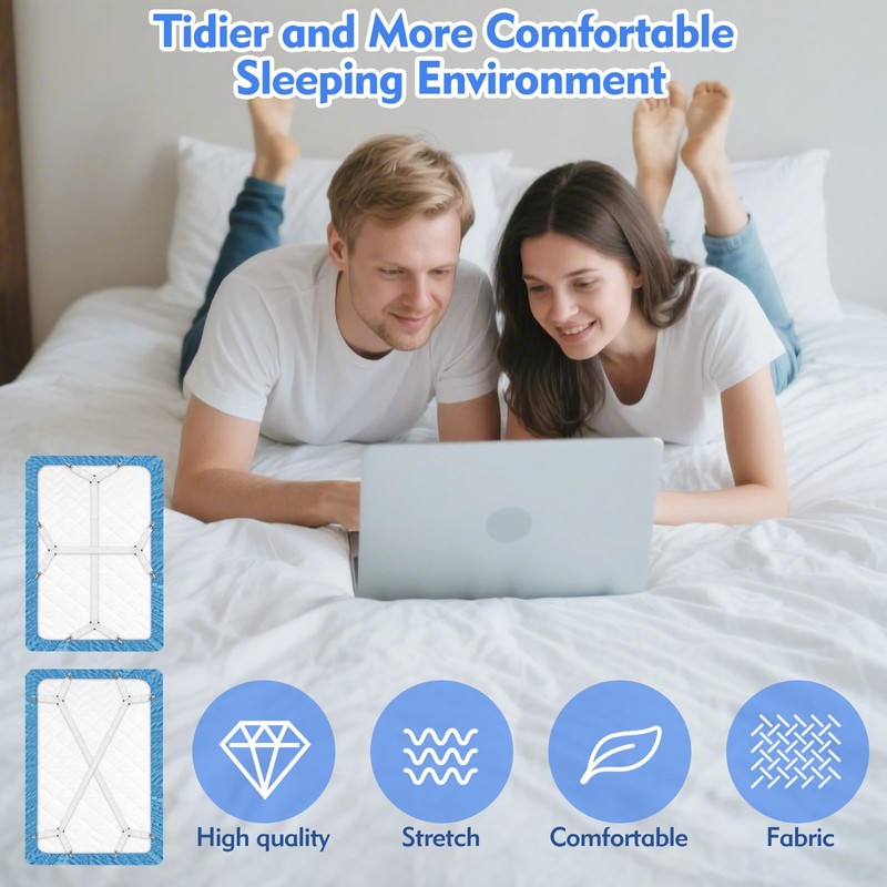 ZAOHUI 2 Pcs Bed Sheet Clips for Bedding, Adjustable Length