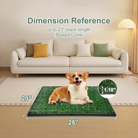 Artificial Grass Patch Bathroom Mat and Washable Pee Pad for Puppy Training, Dog Grass Pet Loo Indoor/Outdoor Portable Potty, Full System with Trays - size: 20x25inch