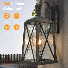 ALVIME Outdoor Wall Lights Fixture, Exterior Wall Lanterns, Waterproof&All-Weather Wall Sconce, Porch Outside Lights for Entryway, House Front Door Patio Garage, E26 Base&Clear Water Glass Glass.