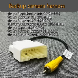 YONYONICE Car Stereo Backup Camera Harness, RCA Adapter for Chrysler Jeep Dodge VW 2008-2020, Aftermarket Radio Display Video Cable (1PCS)