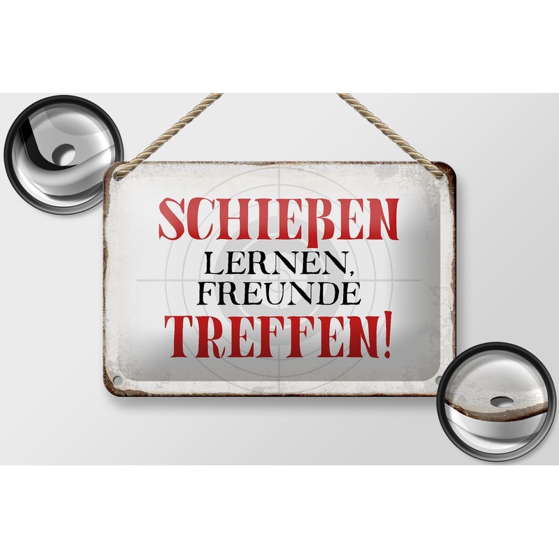 Tin Sign with Saying 18 x 12 cm Shoot Learn