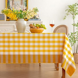 Midsummer Breeze Sunny Country Yellow Gingham Tablecloth Rectangle 60”x75”