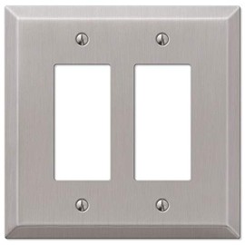 Colester Direct Brushed Satin Nickel Wall Switch Plate Outlet Cover Toggle Rocker GFI (Rocker-Double)