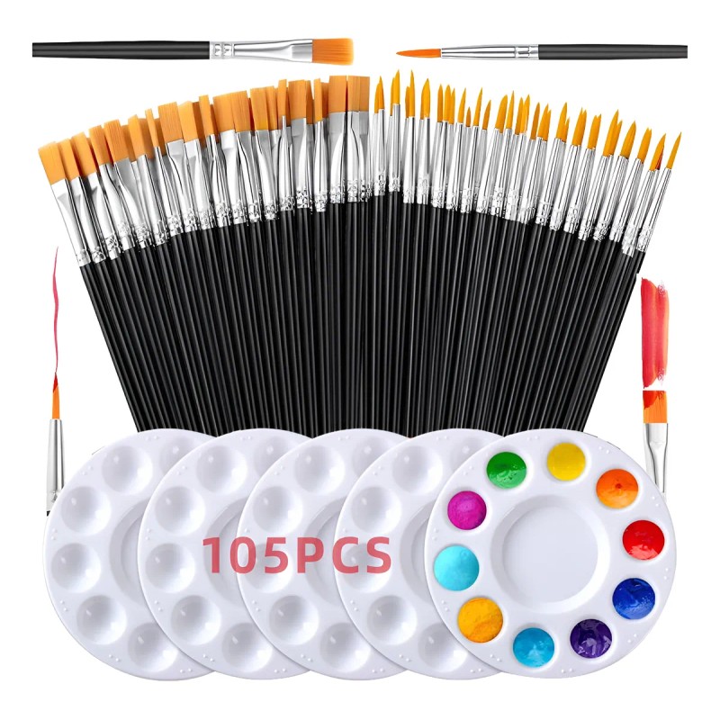 105 Pinceles Para Gouache Oleo Acrílico Acuarela Lienzo