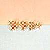 Summer Press on Toenails Orange White Fake Toenails with Checkerboard
