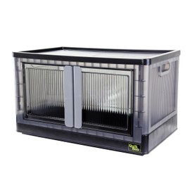 dbest products Quik Box - 19 Gallon Stackable Storage Bins with Doors, Collapsible Organizer Foldable Container, for Bedroom Living Room Kitchen Neat, Tidy Dorms and Organized Homes, Boxes