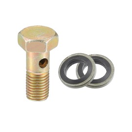 A ABSOPRO Car Turbo Brake Line Bolt Adapter M8x1.0 Thread 24mm Length Double Bolt Brake Fitting Kit for Fuel Oil System with Washers