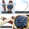 OLEVS Leather Watch Men with Date,Mens Leather Watch,Blue Face Mens