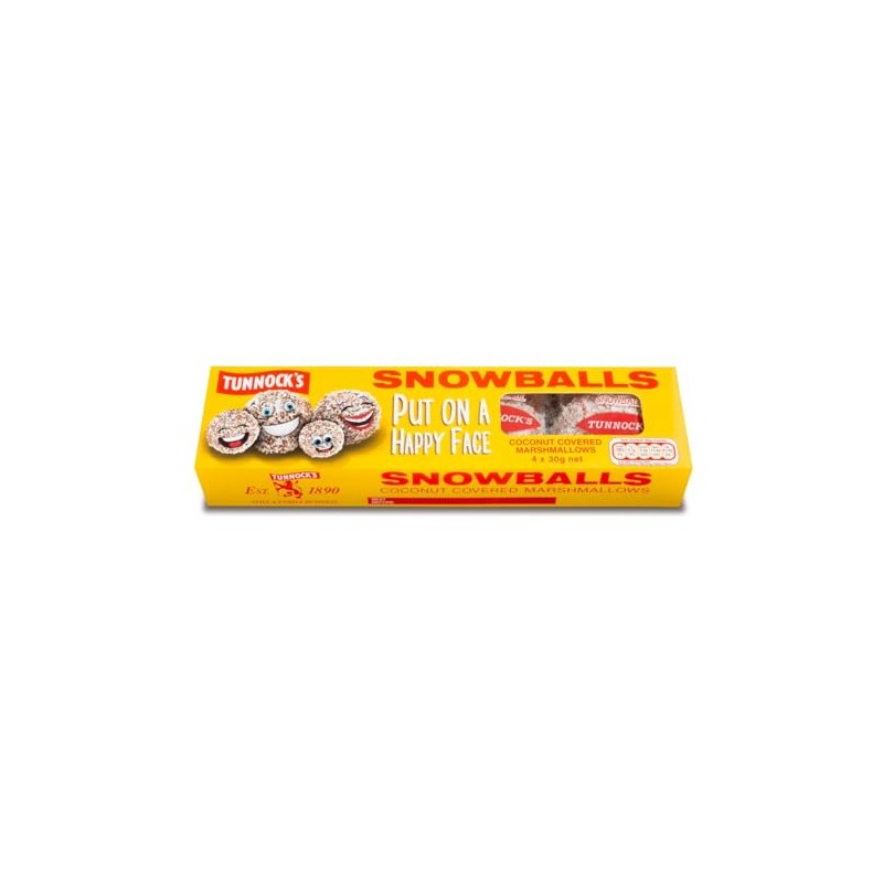 TUNNOCK'S Snowballs - Coconut Covered Marshmallows 4 Pack 120g (4.2