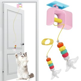 Juguete Interactivo para Gato con Plumas, Juguete Eléctrico Automático Colgante para Gatos con Cordón Elástico Retráctil, Juguete para Ejercicio y Enr