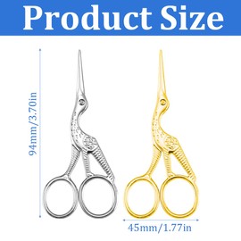 Embroidery Scissors, Set of 2, Small Stork Scissors, Stainless Steel Scissors for Crafts, Sewing with Scissors Cover Made of Faux Leather