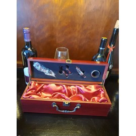 chaos cellar Cherry Finish Wooden Wine Bottle Holder  with wine tools