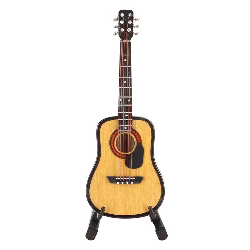 Miniature Wooden Guitar Model Exquisite Realistic Mini Musical Ornaments with