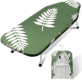 SheeChung Tabletop Ironing Board 12"x32",Small Ironing Boards with Heat Resistant Cover Pad,Portable Tabletop Ironing Board with Non-Slip Feet,Mini Folding Iron Board for Household Laundry Room Green