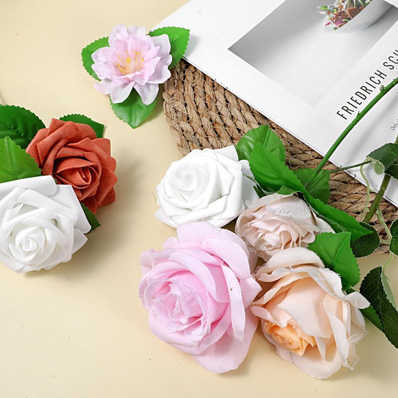 Yolev 200pcs Artificial Leaves 3.74 inch Flower Rose Leaf Fake