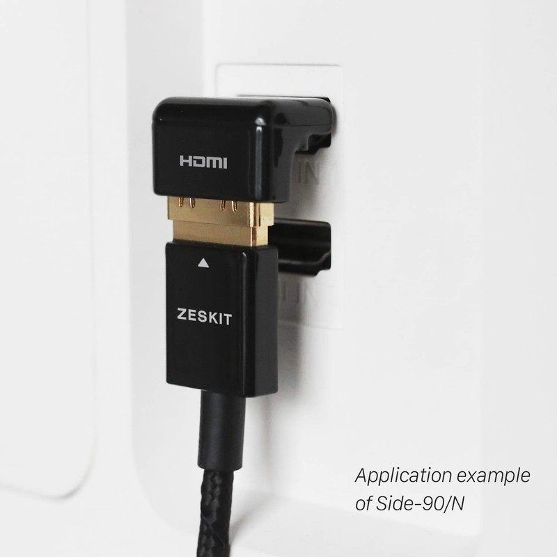 Zeskit Zinc Alloy Full Shielding HDMI Right Angle Adapter, 24K