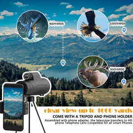 Monocular Telescope，MOCANIO 10X42 Lightweight Monoculars for Adults High Powered Portable Telescope Waterproof Monoculars -BAK4 Prism FMC for Bird Watching Travel Hunting Binoculars Gifts for Men