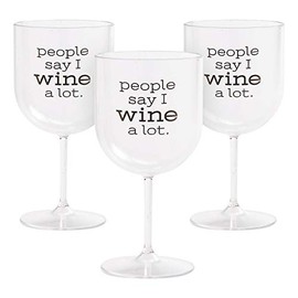 Fun Express - Plastic Stemmed I Wine A Lot Glass - Party Supplies - Drinkware - Disposable Cups - 12 Pieces