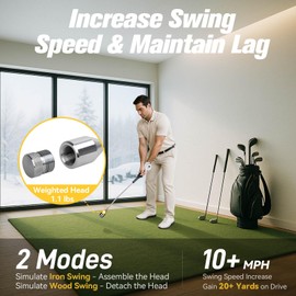 PodiuMax Golf Swing Trainer, Golf Swing Training Aid for Tempo & Path, 2 Weights for Iron & Wood Hitting Chipping, Non-Slip Ergonomic Grip Trainer Right Hand Golfers & Men & Beginners