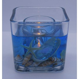 Flameless Forever Candle Starfish And Seashells Ocean Theme Seascape Design In Blue For Home, Office And Gifts Safe For All