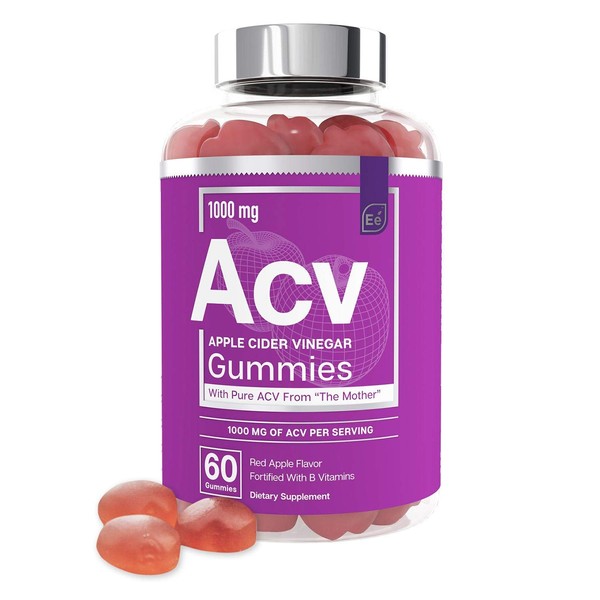 Apple Cider Vinegar Gummies from The Mother - All-Natural, Vegan ACV with Folic Acid and Vitamin B6 & B12 | by Essential Elements - 60 Count
