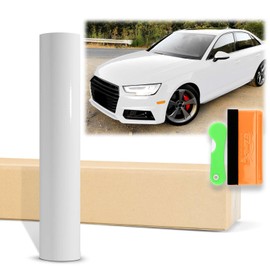 12"x60" (1FTx5FT) White Gloss Glossy Vinyl Wrap Auto Car Sticker Decal Film Sheet Bubble Free Air Release Technology with Tool Kit