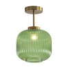 KCO Lighting Green Glass Ceiling Light Fixture Brushed Gold Flush