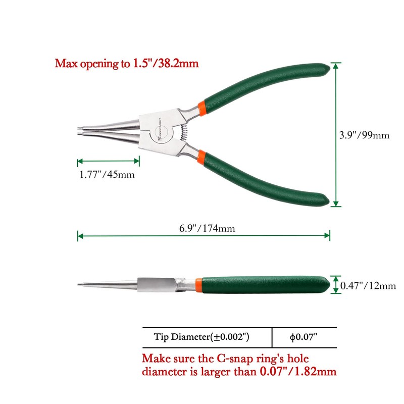 SPEEDWOX Circlip Pliers 7-Inch Snap Ring Pliers External Heavy Duty