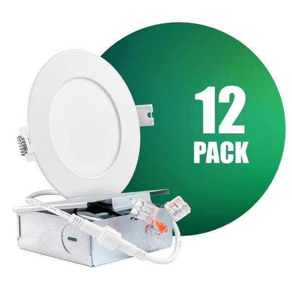 QPLUS 12 Pack 4-Inch Ultra Thin LED Recessed Light with